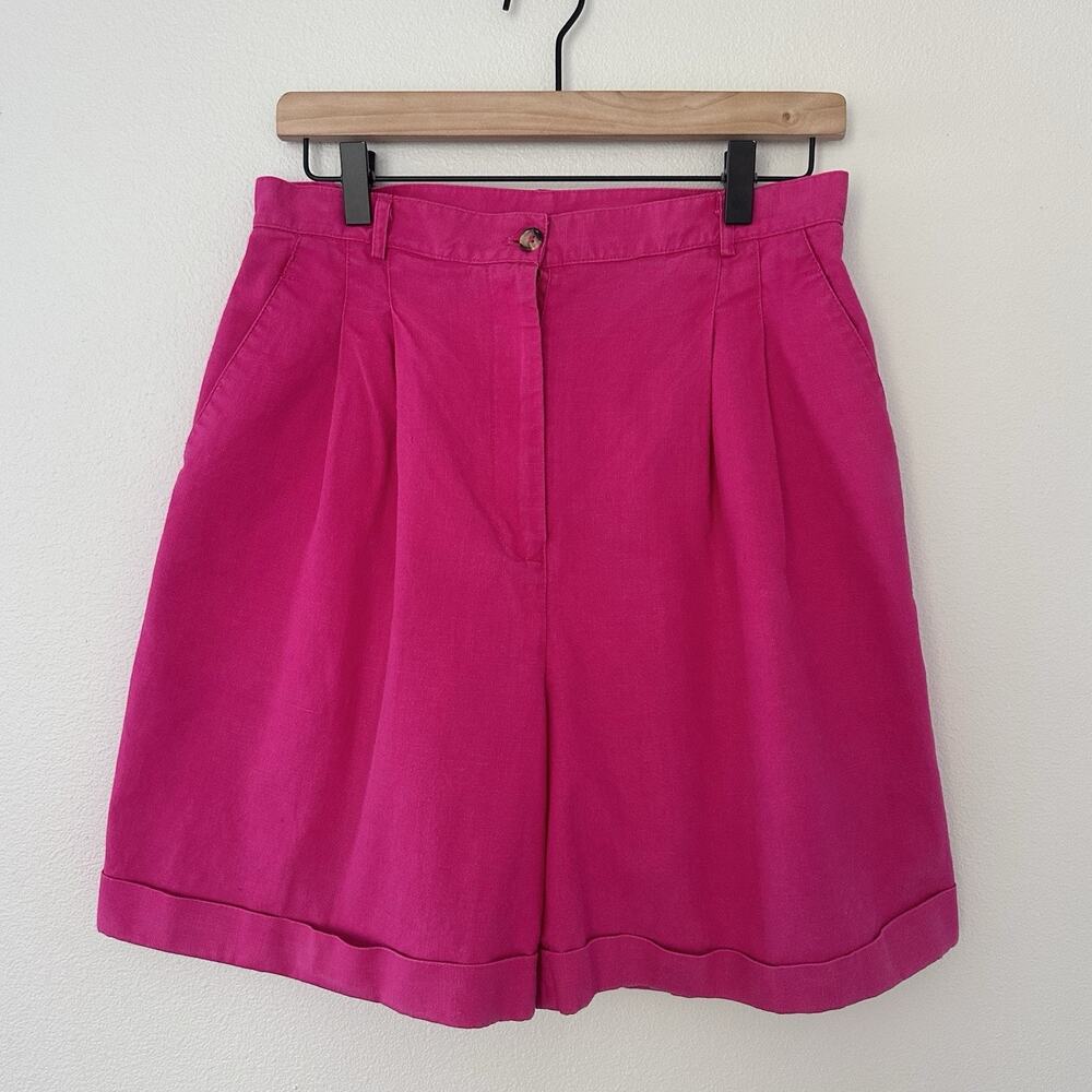 Vintage 90s TOTO N KO Pink High Rise Shorts Sz 14 29" Cotton Ramie Preppy Retro